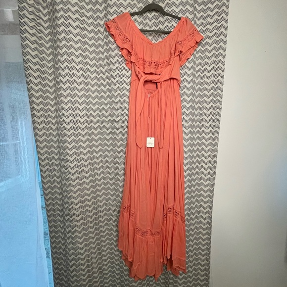 NWT Free People Moonlight Ocean Maxi Dress in Coral XL - Picture 6 of 6